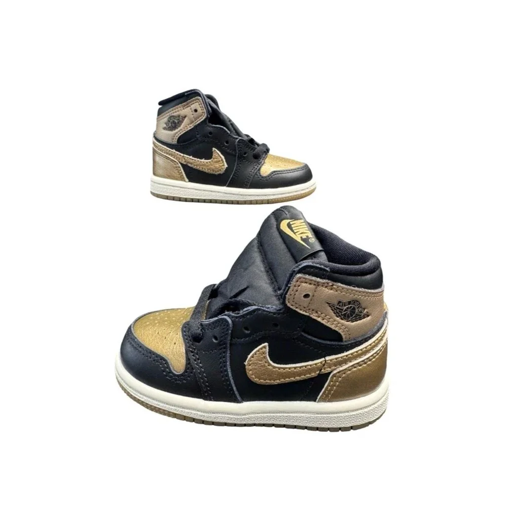 Nike Air Jordan 1 Retro High Black Gold Toddler 6C Sneakers Deadstock