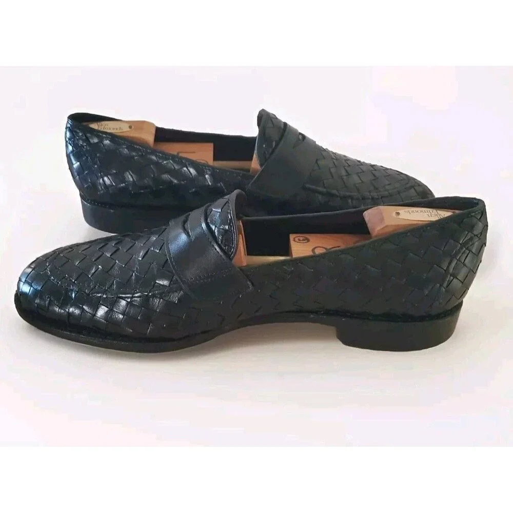 Allen Edmonds Sarasota Men 13 Black Loafer Basketweave  Dust Bags Dress Classic