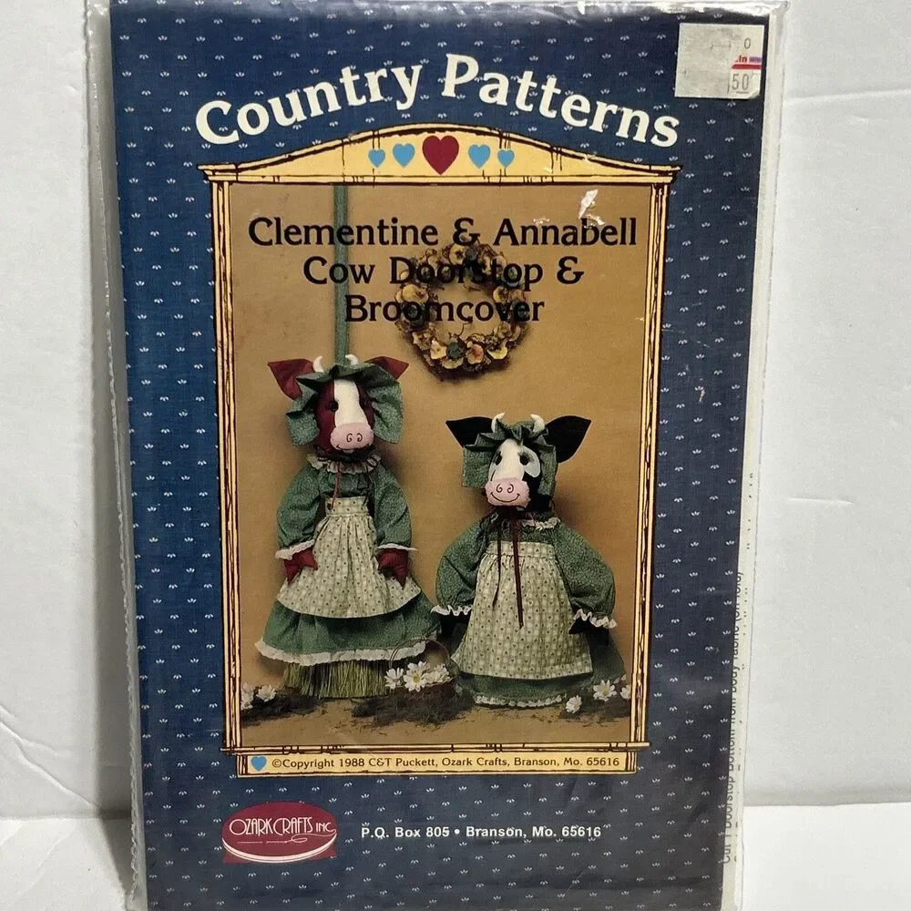 Clementine & Annabell Cow Doorstop Broomcover NEW Vintage Sewing Pattern 1988