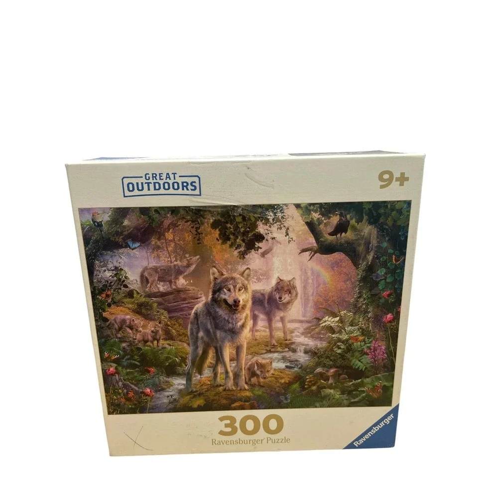 Ravensburger and KI LOT 300-Piece Jigsaw Puzzle Great Outdoors Wolves Bill Bell