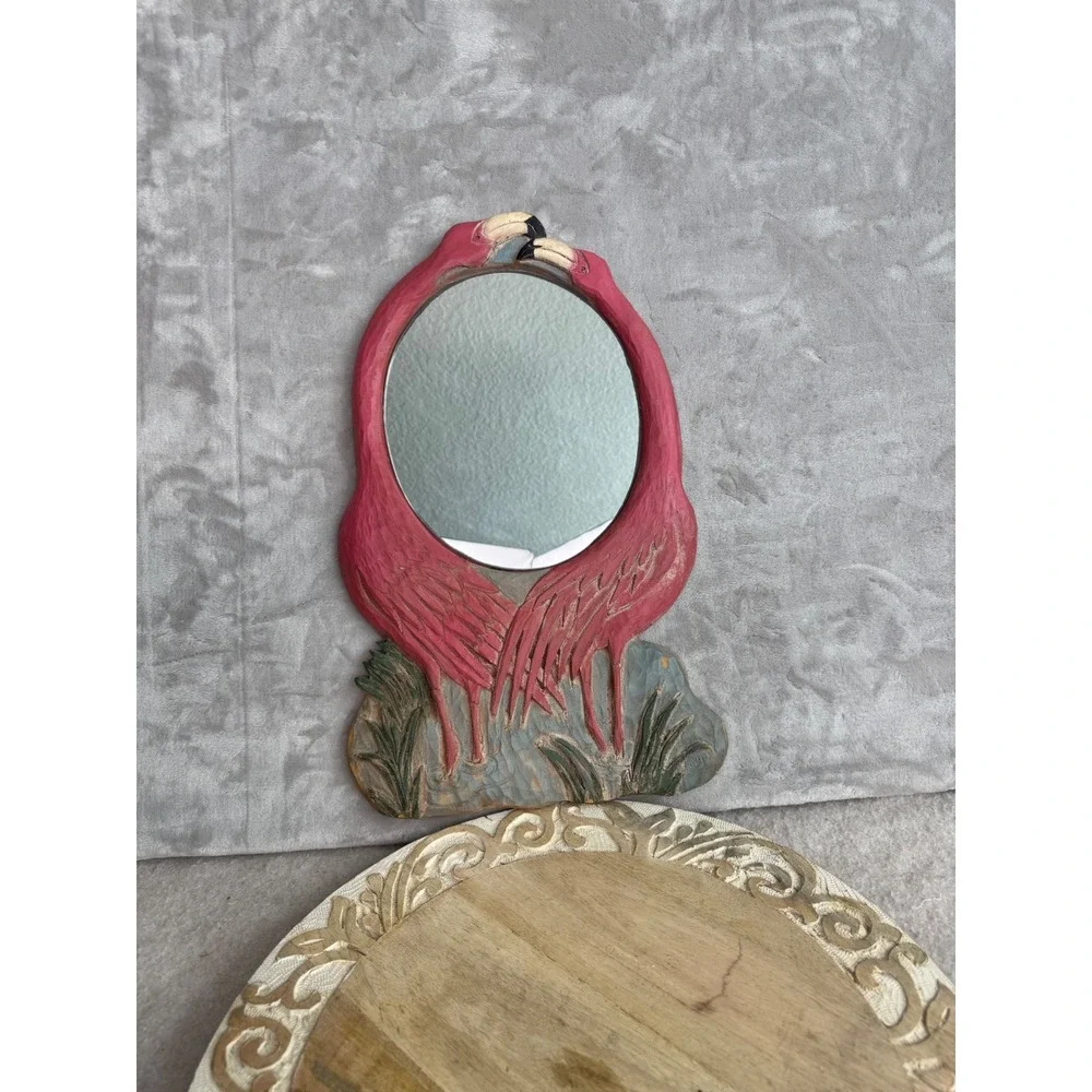 Al Pisano Country‎ Carver Pink Flamingo Wall Mirror Tropical Coastal Decor 1998