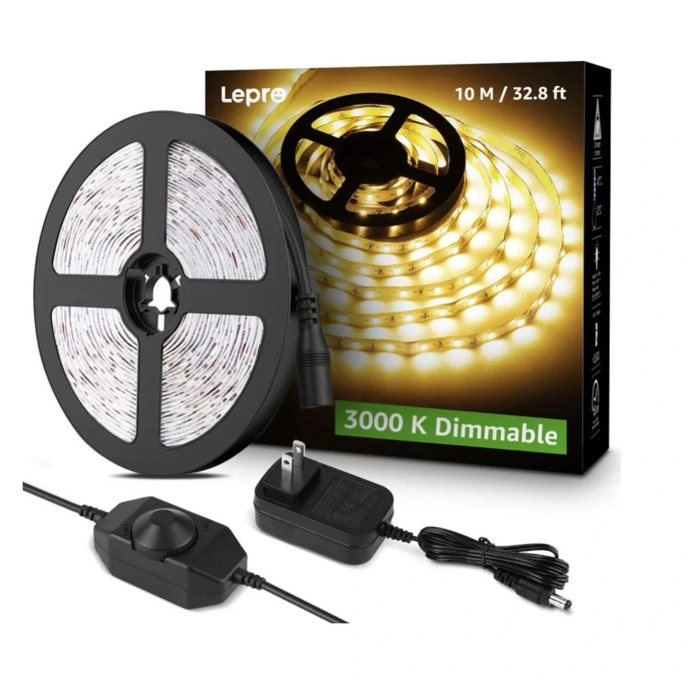 Lepro LED Strip Light, 32.8Ft‎ Dimmable Vanity Lights, 3000K Super Bright
