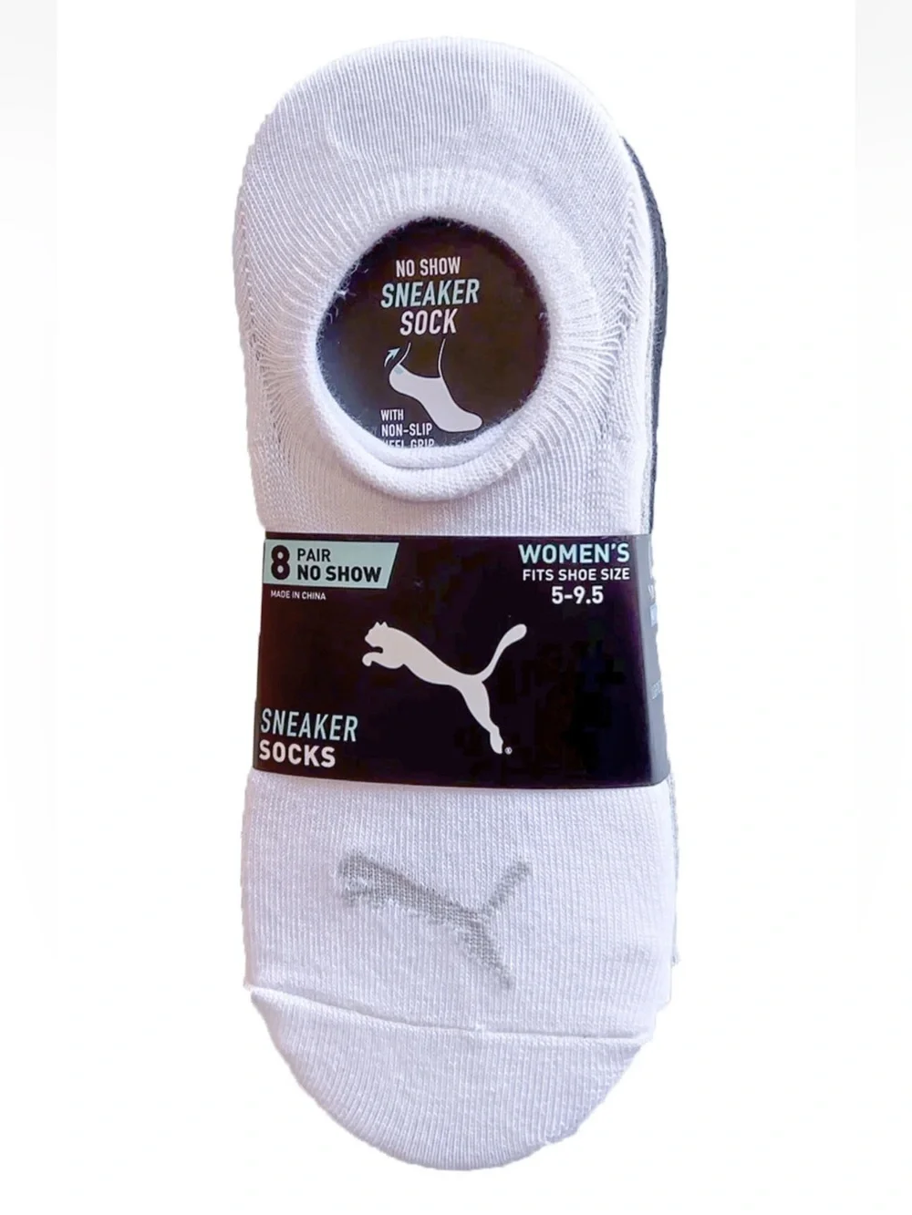 Puma No-Show Liner Socks Pack - White, Light Gray, Dark Gray, Black