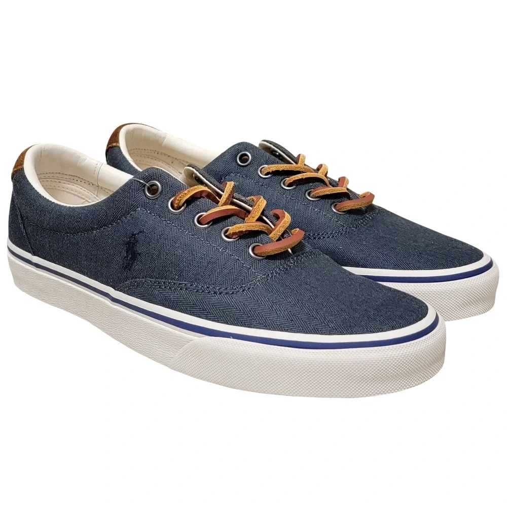 Polo Ralph Lauren Men Low Top Sneaker Keaton Pony Size US 8M Denim Blue Chambray