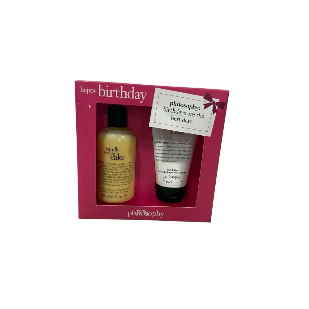 Philosophy Happy Birthday Gift Set Shower Gel Bubble Bath & Lotion New In Box
