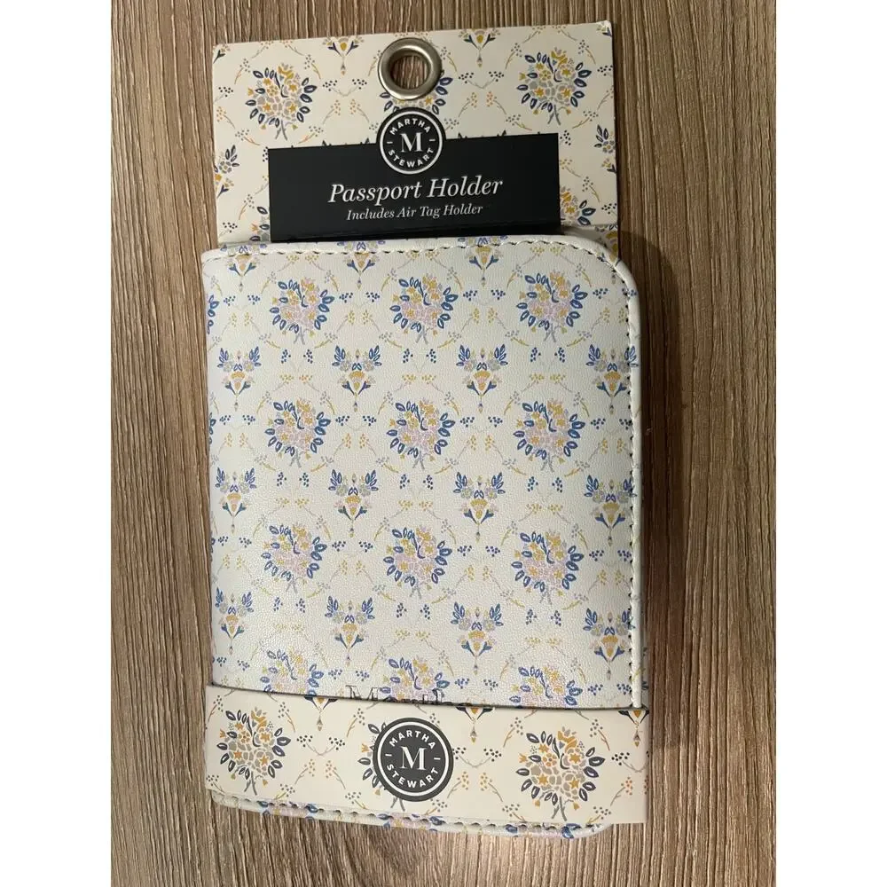Martha Stewart Floral Passport Holder Elegant Travel Organizer Air Tag Holder