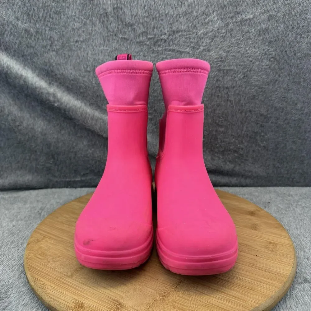 UGG Rain Boots Girls Size 3 Pink Rubber Waterproof Pull On Ankle FW1022L