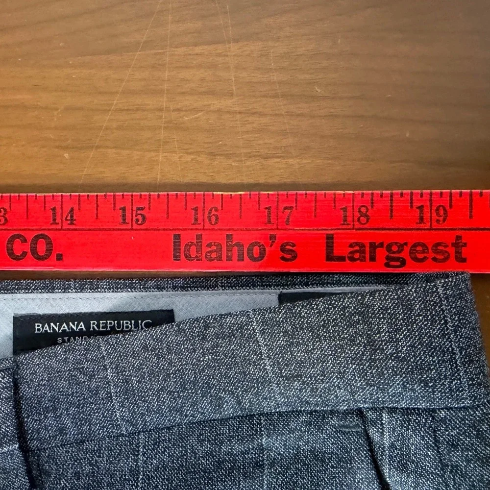 Banana Republic Trousers Mens 36 Grey Windowpane Plaid Italian Marzotto Standard