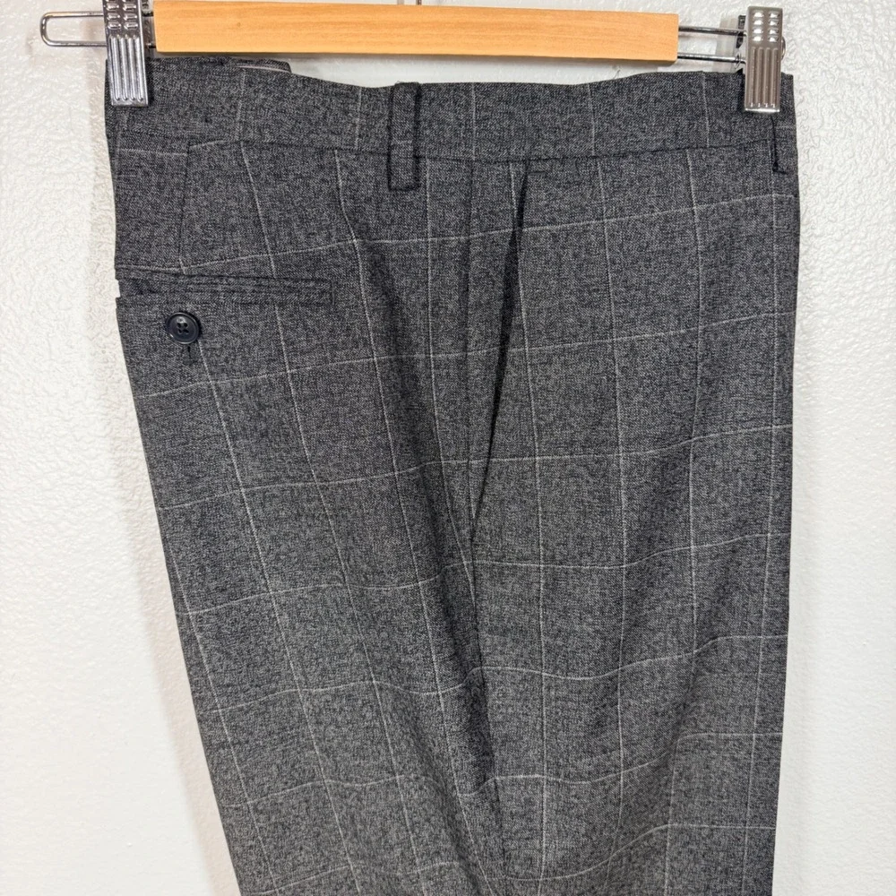 Banana Republic Trousers Mens 36 Grey Windowpane Plaid Italian Marzotto Standard