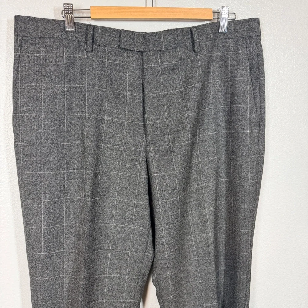 Banana Republic Trousers Mens 36 Grey Windowpane Plaid Italian Marzotto Standard