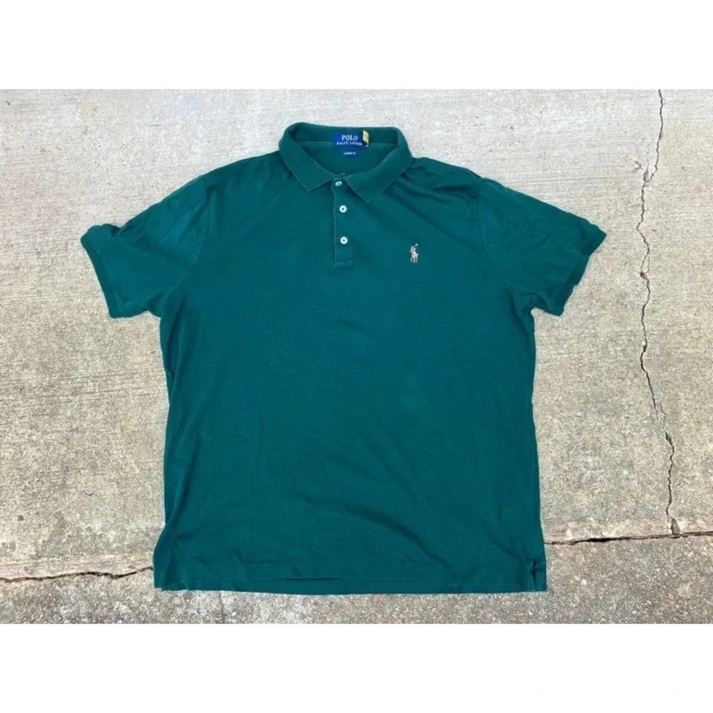 Polo Ralph Lauren Men's Classic Fit Solid Green Polo Short Sleeve Logo Size L