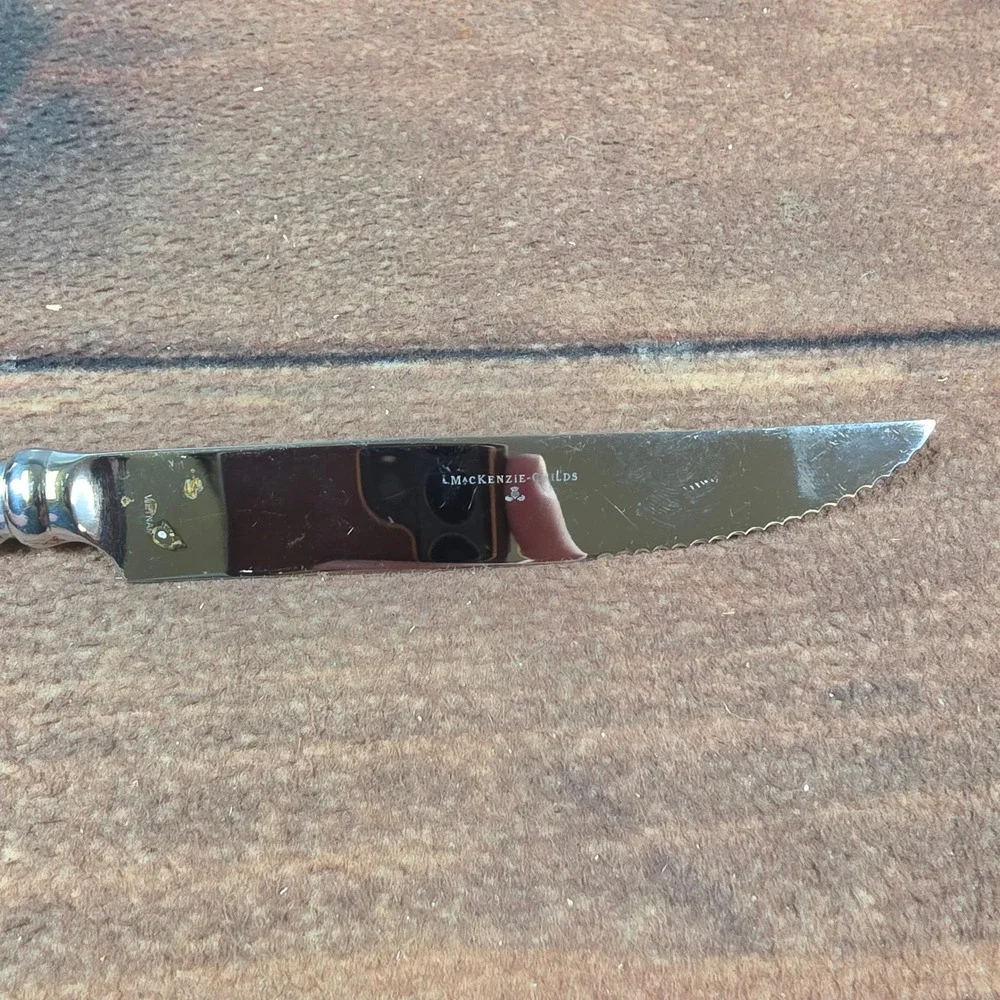 MacKenzie-Childs Checkmate Steak Knife Home OS Silver Good Serrated Checkered
