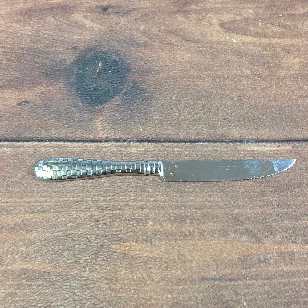 MacKenzie-Childs Checkmate Steak Knife Home OS Silver Good Serrated Checkered