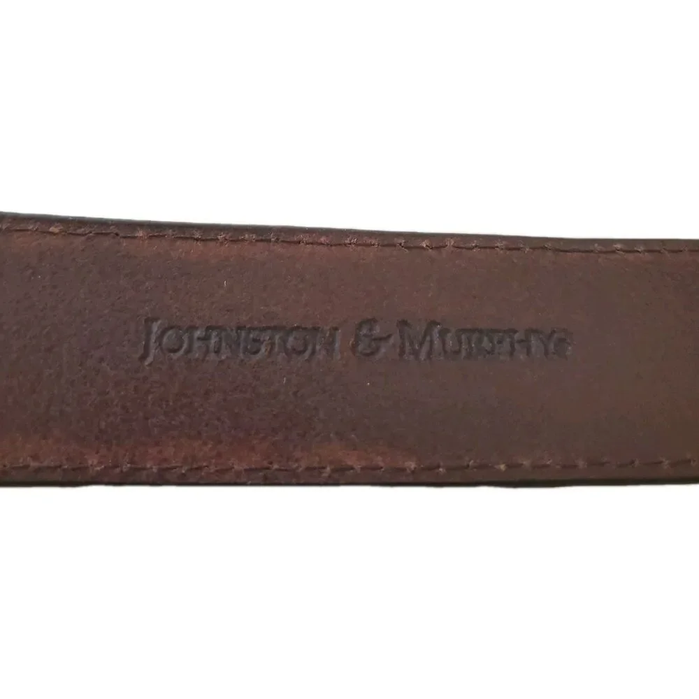 Johnston & Murphy Vintage Leather Belt Men's 44 Brown Silver Buckle Classic