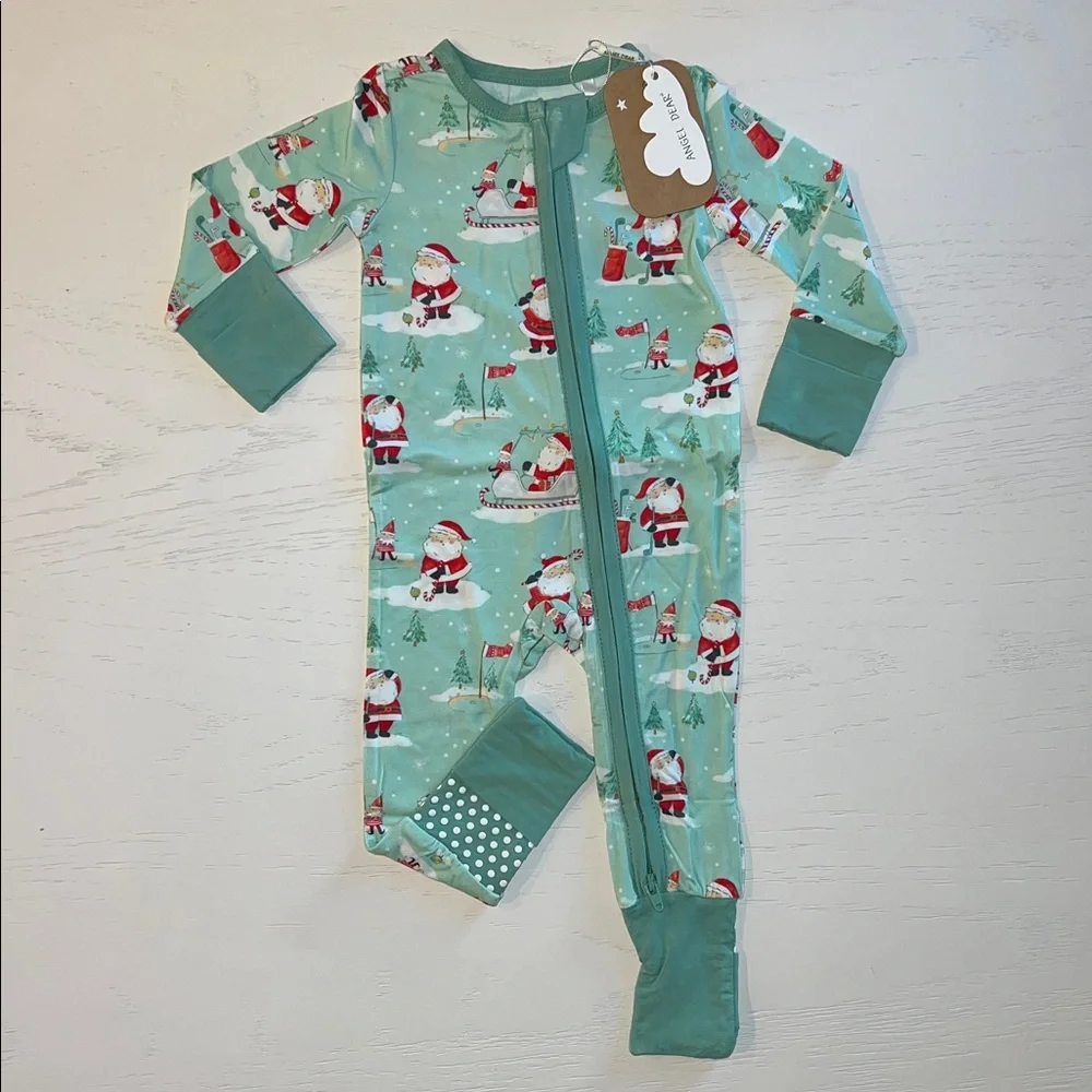 Angel Dear Santa Golf Christmas Convertible Romper 0-3 3-6 months