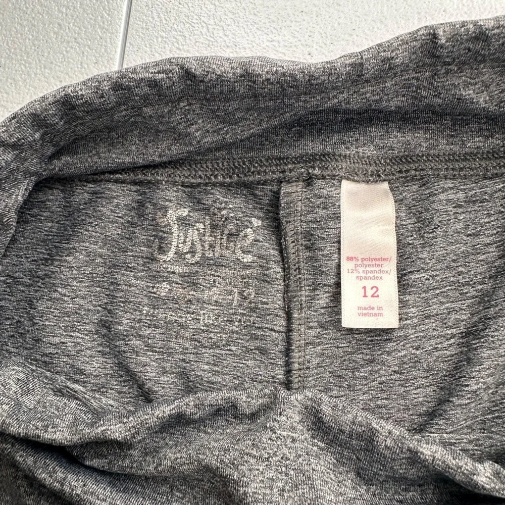 Justice Girls Gray‎ Leggings Size 12 Polyester & Spandex Youth Athletic Stretch