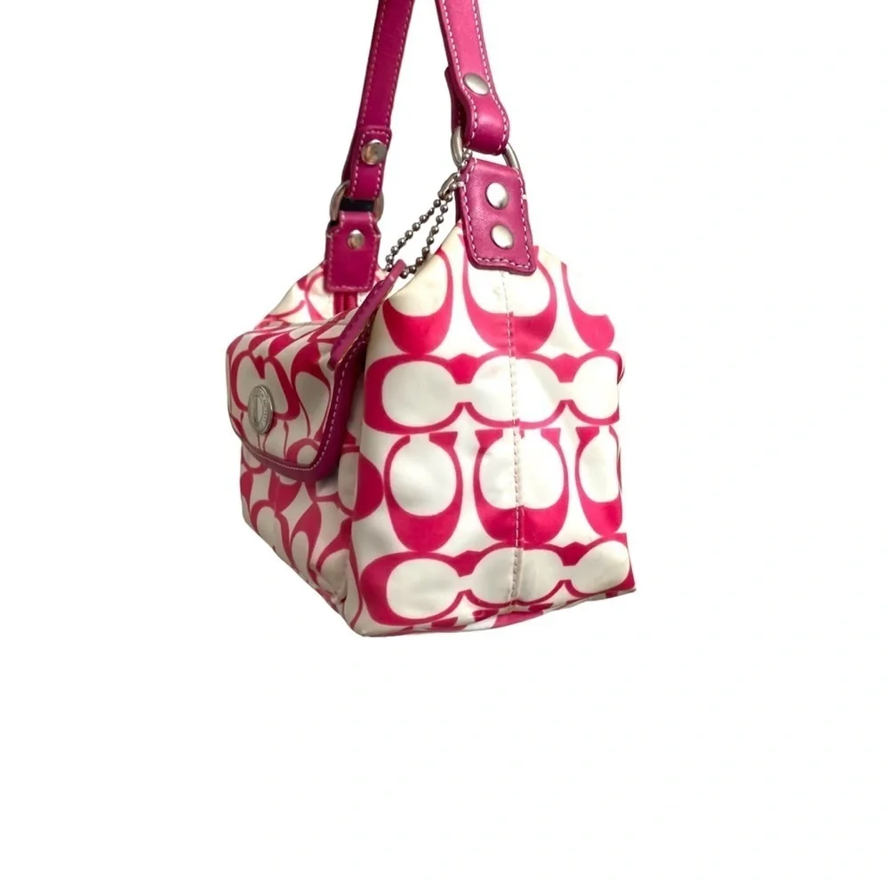 Coach vintage y2k white and pink signature satin mini bag