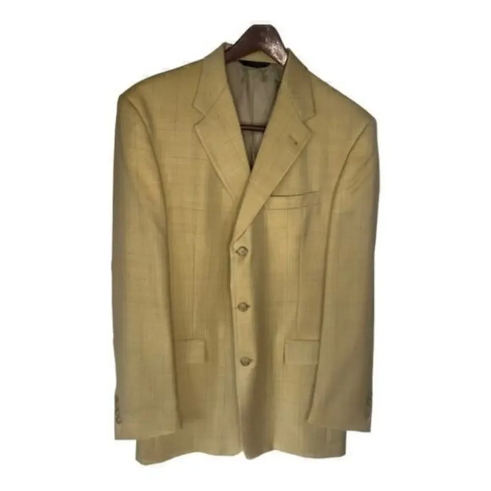 Burberry Tan Pure New Wool Single Breasted Men’s Sport Coat Blazer Jacket Sz 42L