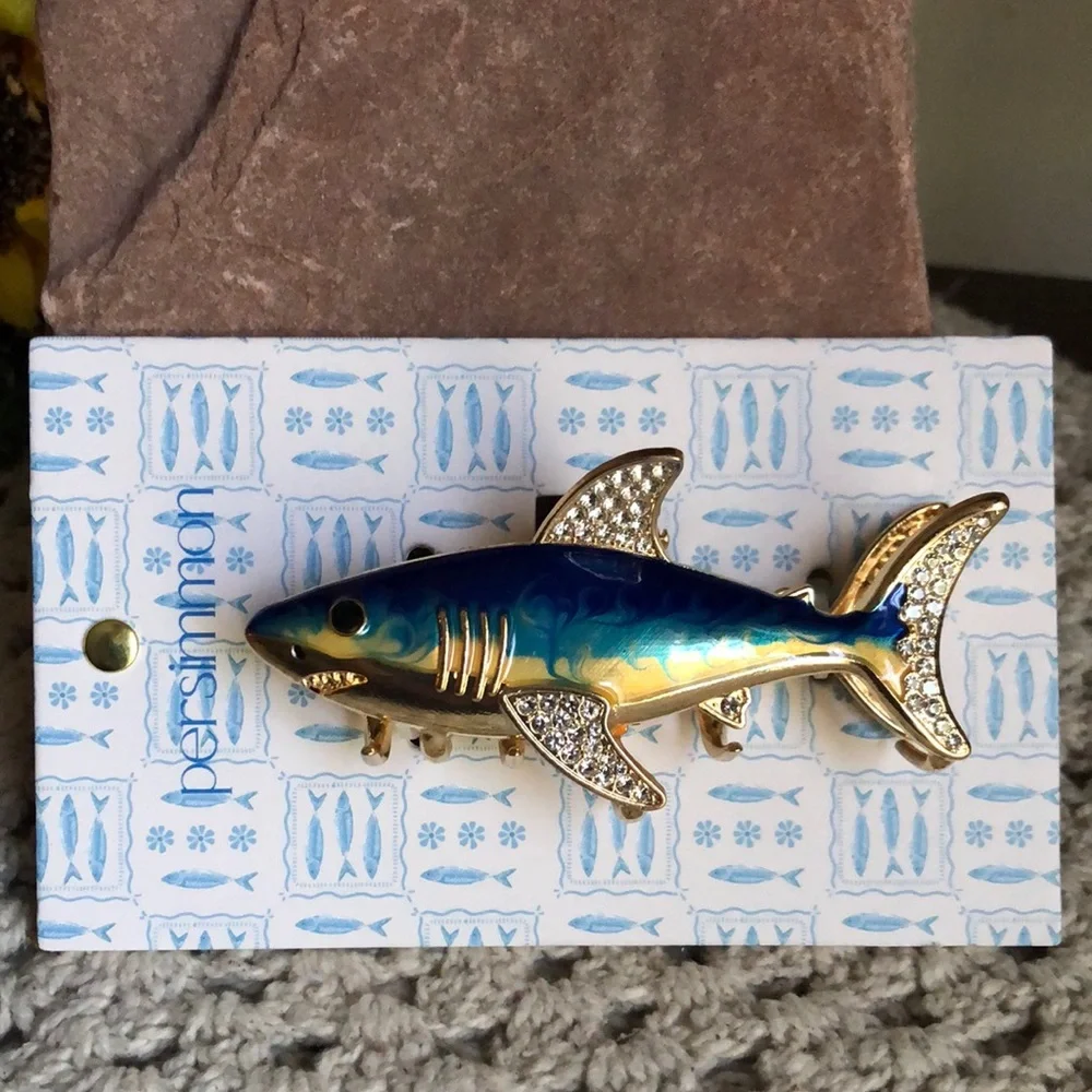 Persimmon Blue and Gold Shark Hair Claw Clip