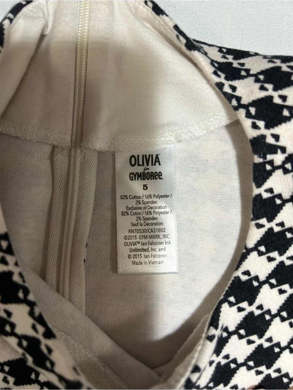Gymboree Girls 5 Black White Houndstooth Olivia Short Sleeves Ponte Dress Bow
