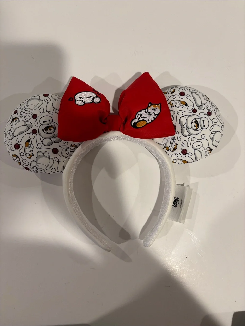 Disney Micky Ears BIG HERO Baymax ,worn once, white headband with red bow