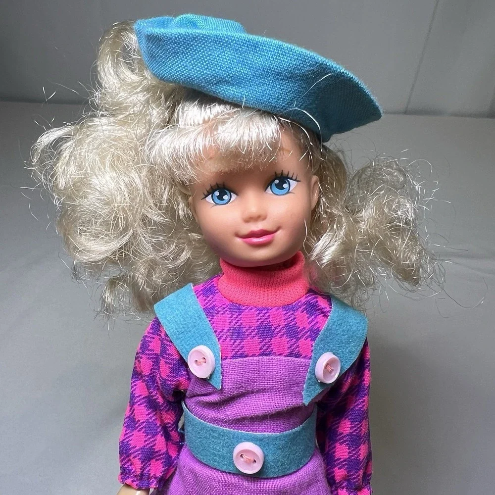 1992 Vintage Kid Kore Girl's Club Doll in Pink Blue Purple Outfit Blond Blue Hat