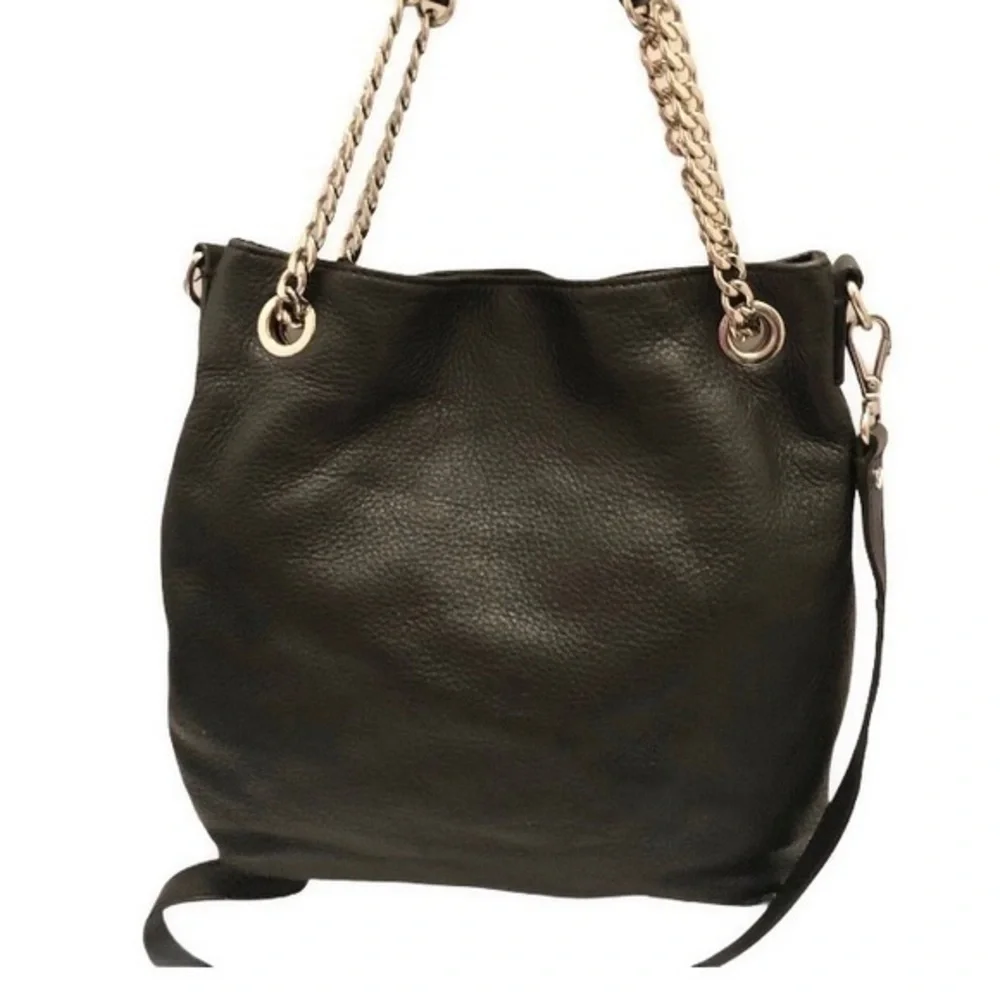 Michael kors black leather jet set chain bag purse