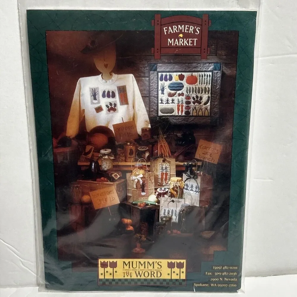 Farmers Market Vegetable Fruit Mumms the Word NEW Vintage Sewing Pattern 1994