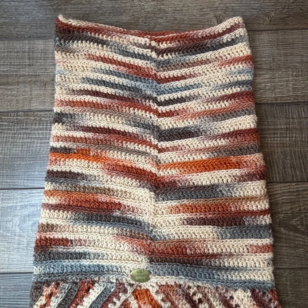 Handcrafted Crochet Hooded Cowl Scarf With Fringe New Handmade by Seller Knit
