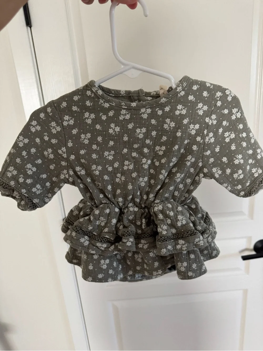 Olive Floral Peplum Tee - Kids Shirt
