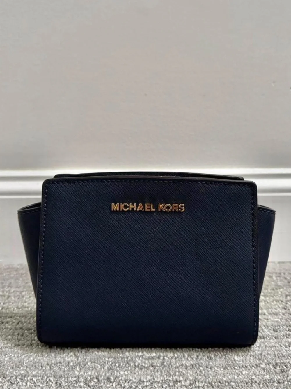 Michael Kors Navy Selma Leather Crossbody