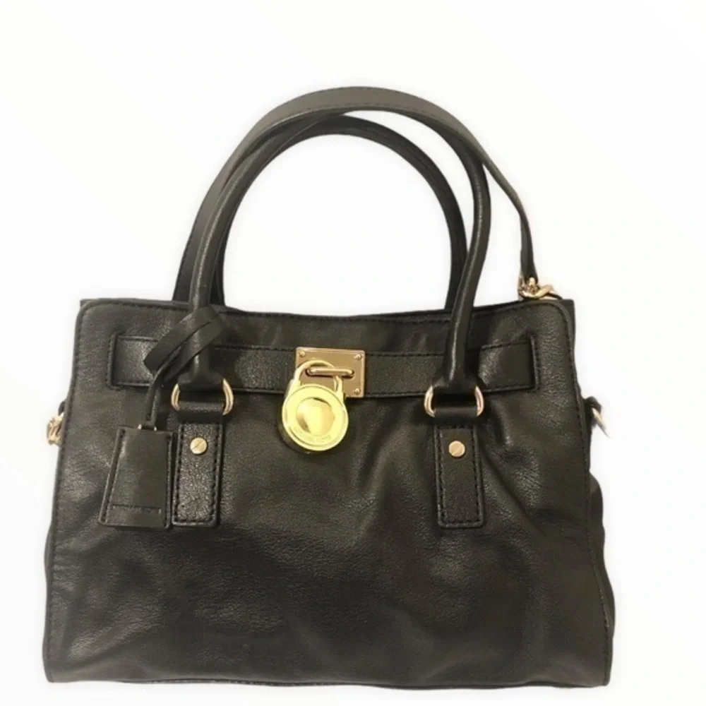 Michael kors black leather Hamilton bag
