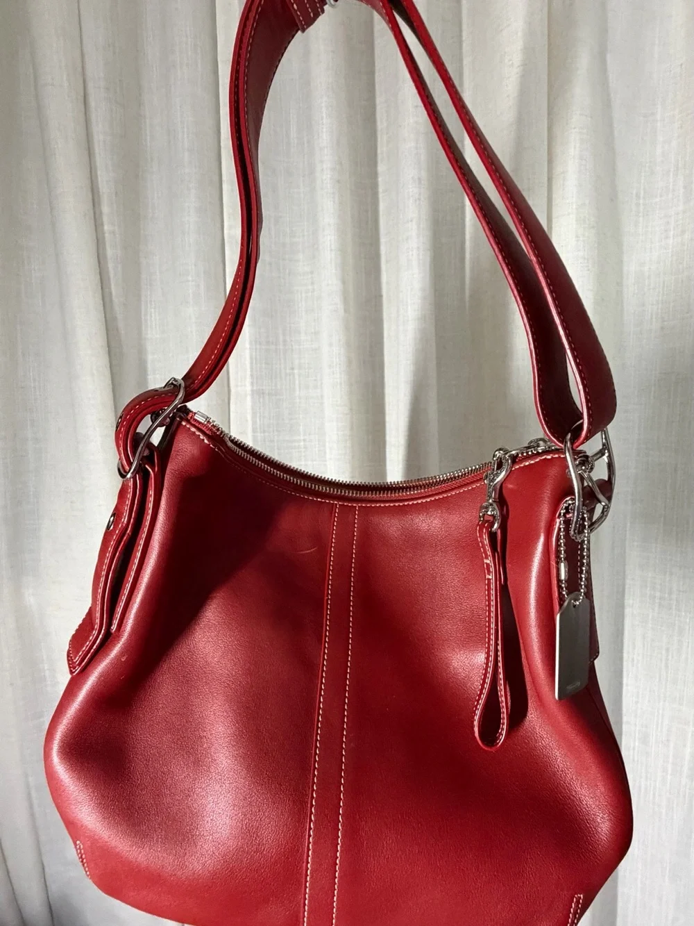 Coach Red Leather Shoulder Bag