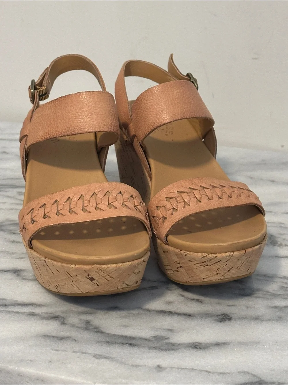 Kork Ease Women's Tan Woven Cork Wedge Sandals size 7M