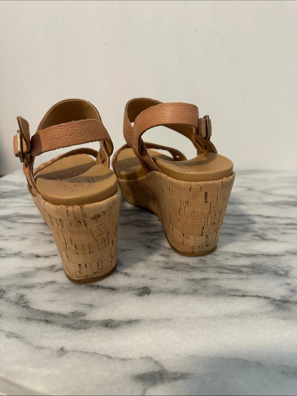 Kork Ease Women's Tan Woven Cork Wedge Sandals size 7M