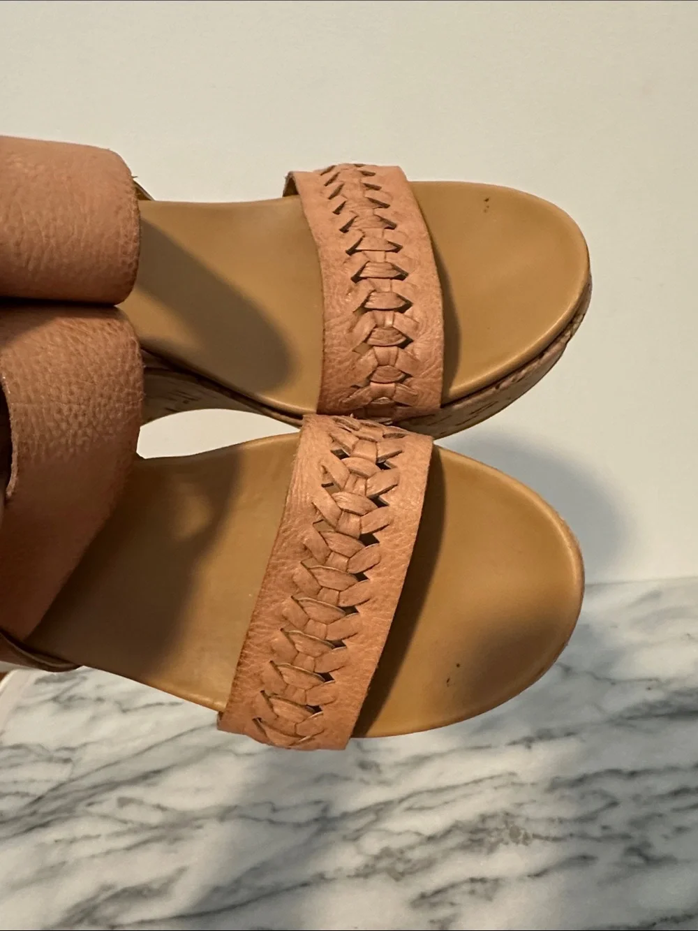 Kork Ease Women's Tan Woven Cork Wedge Sandals size 7M