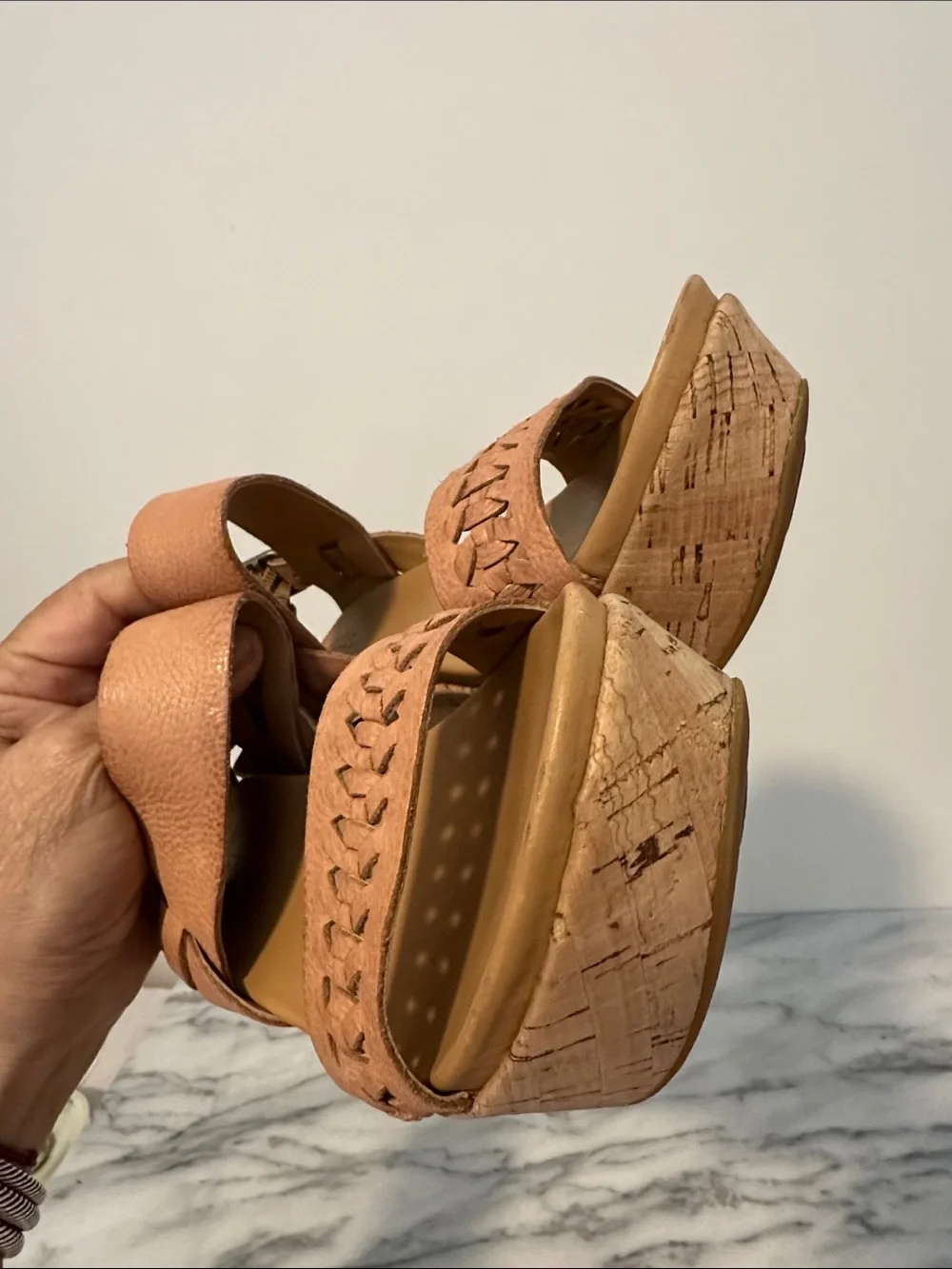 Kork Ease Women's Tan Woven Cork Wedge Sandals size 7M