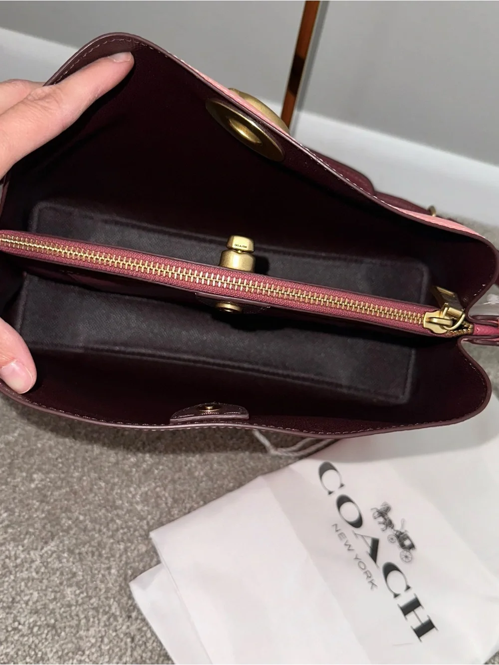 Coach Women's Willow Brass/Candy Pink Multi Colorblock Shoulder Bag (C2590)- New