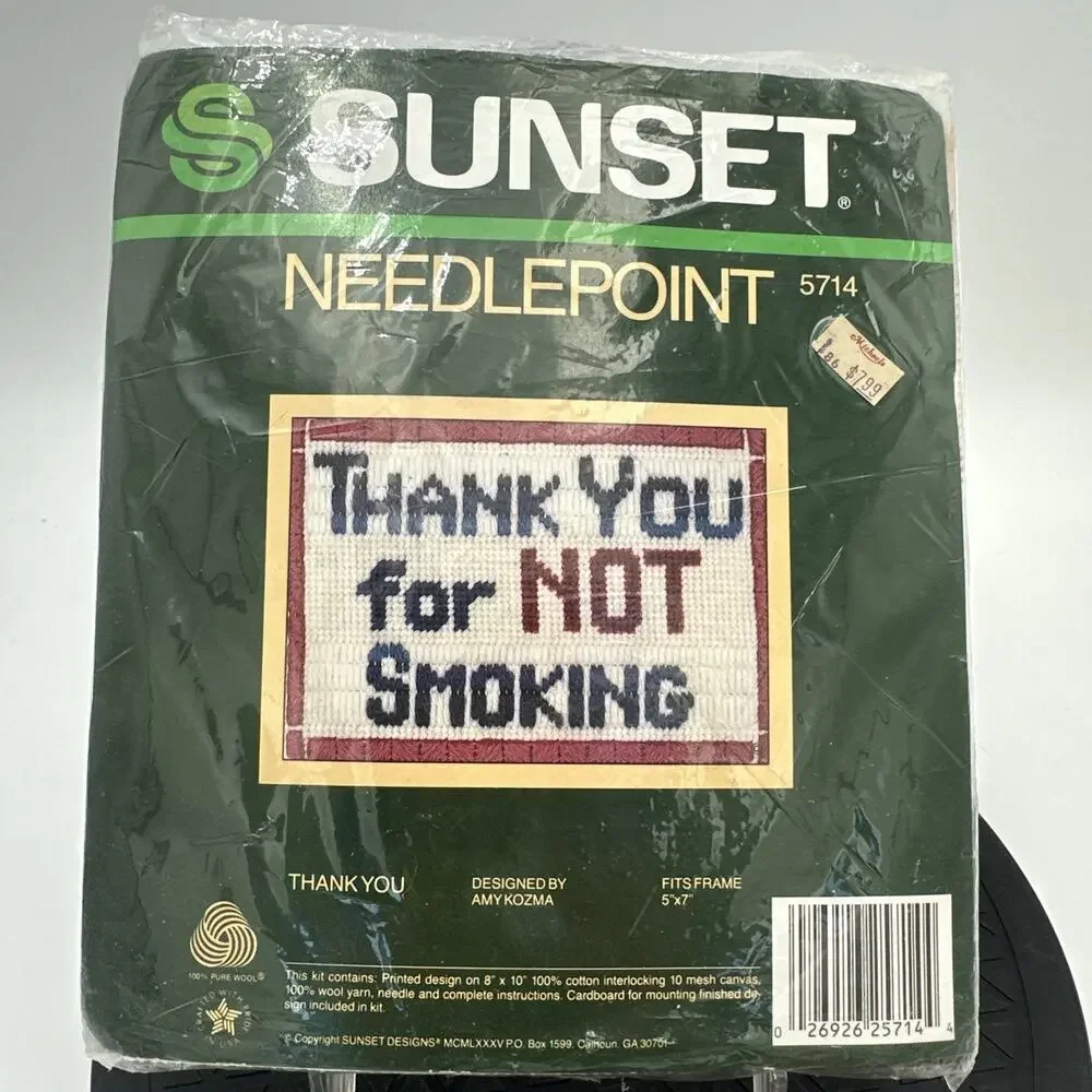 Sunset Thank You For Not Smoking Needlepoint Kit #5714 Amy Kozma