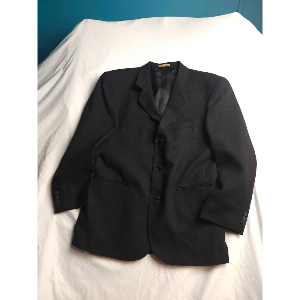 Vintage 80s‎ 90s J Riggings Suit Jacket Mens 38 Black Wool Preppy Corporate Goth