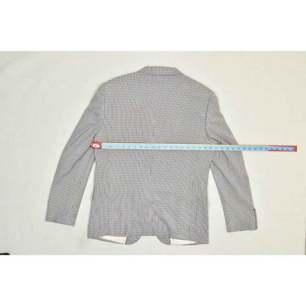 Berragamo Collezioni D'Italia Men's 42R Plaid Blazer Blue Tan Lazio-Jackets Spor