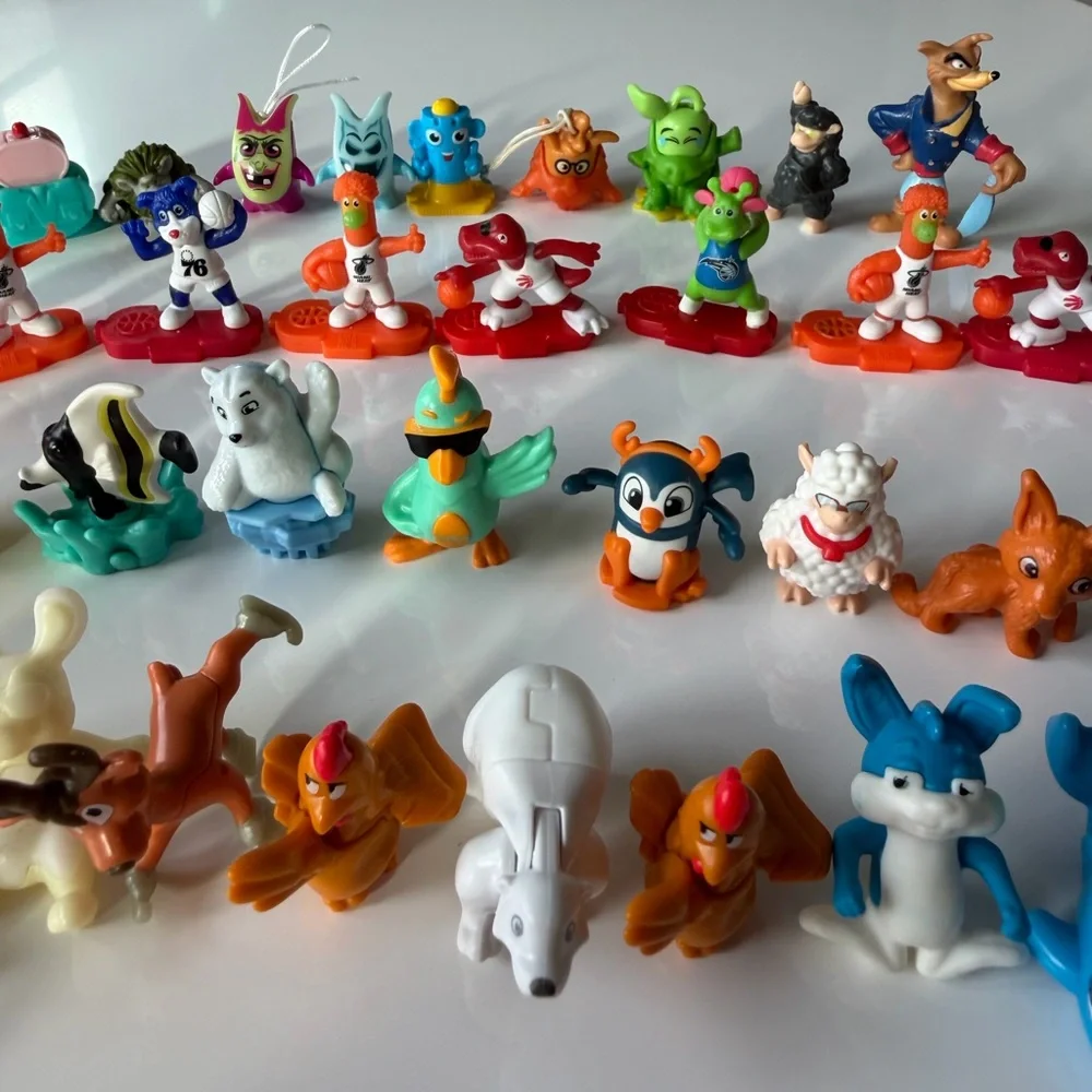 Colorful Kinder Surprise & Mix Toys Lot - 58 Animals Figurine Set
