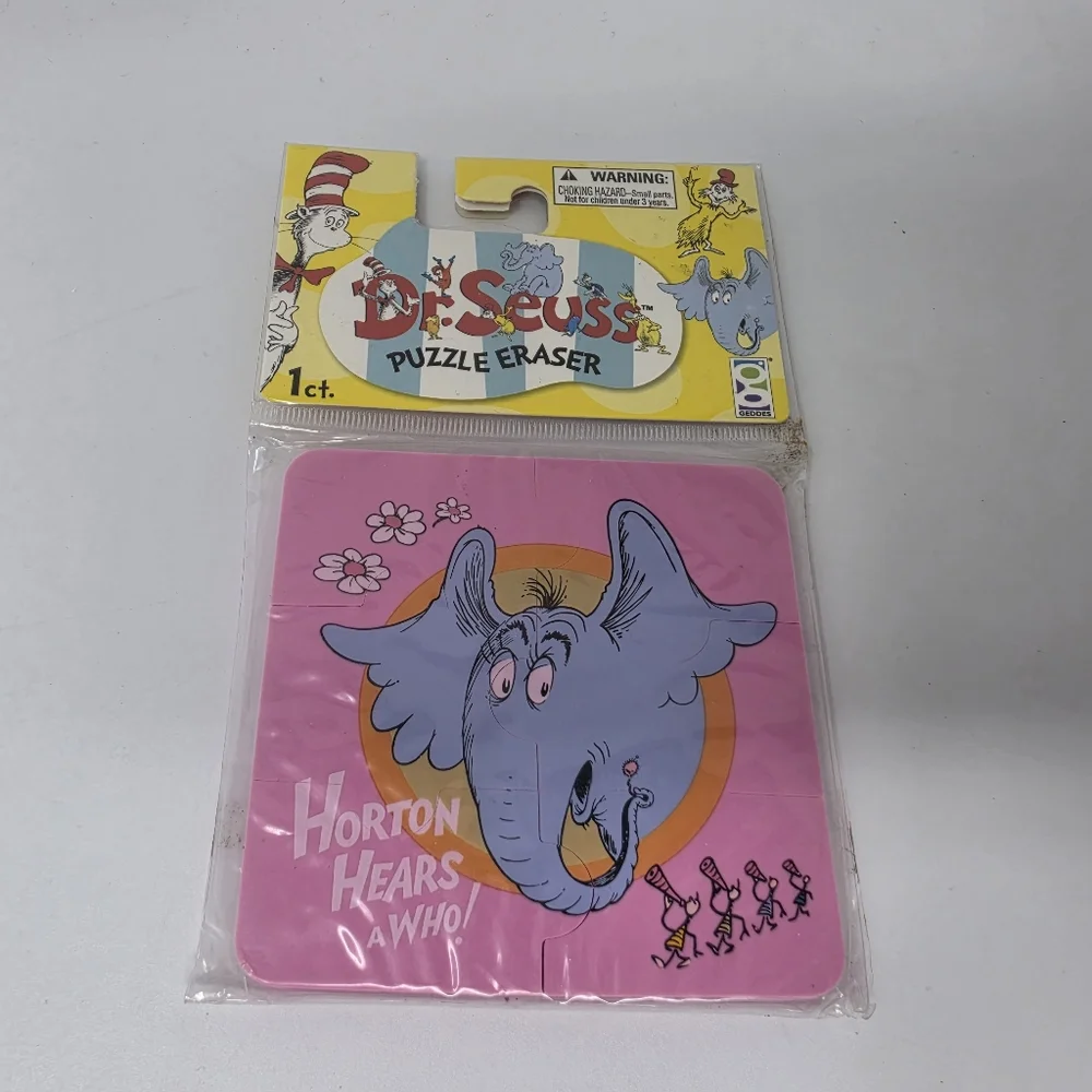 Dr Suess Puzzle Erasers Thing 1 & 2 Horton Hears a Who Green Eggs and Ham Lot 3