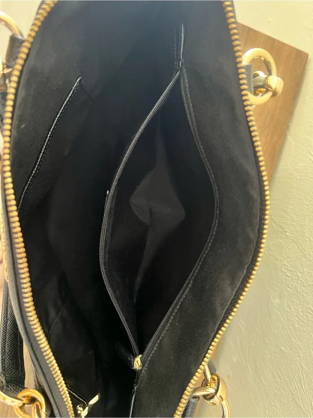 Coach Ava Black Leather Tote with Gold Accents