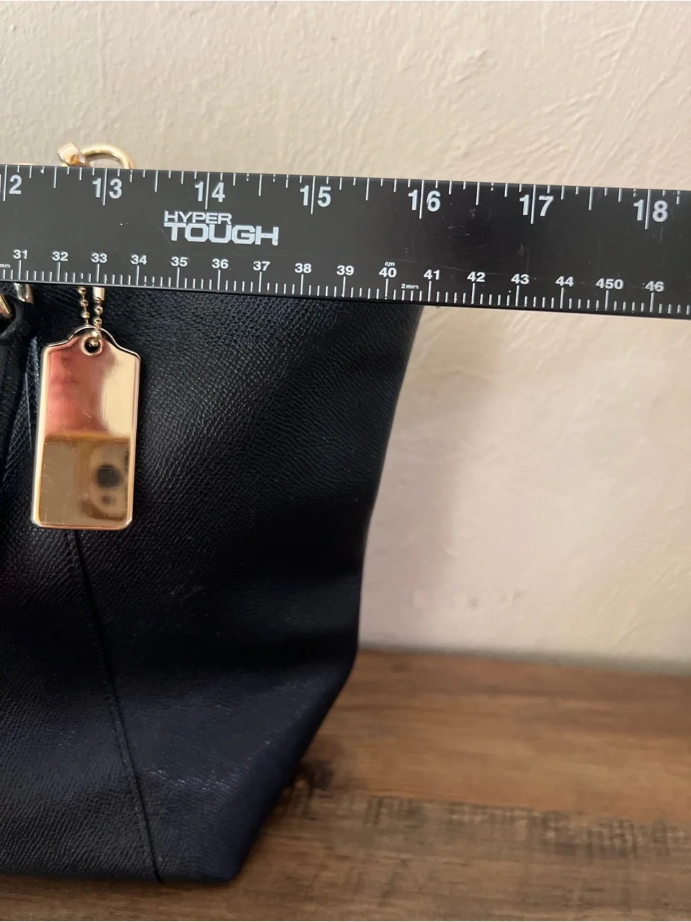Coach Ava Black Leather Tote with Gold Accents