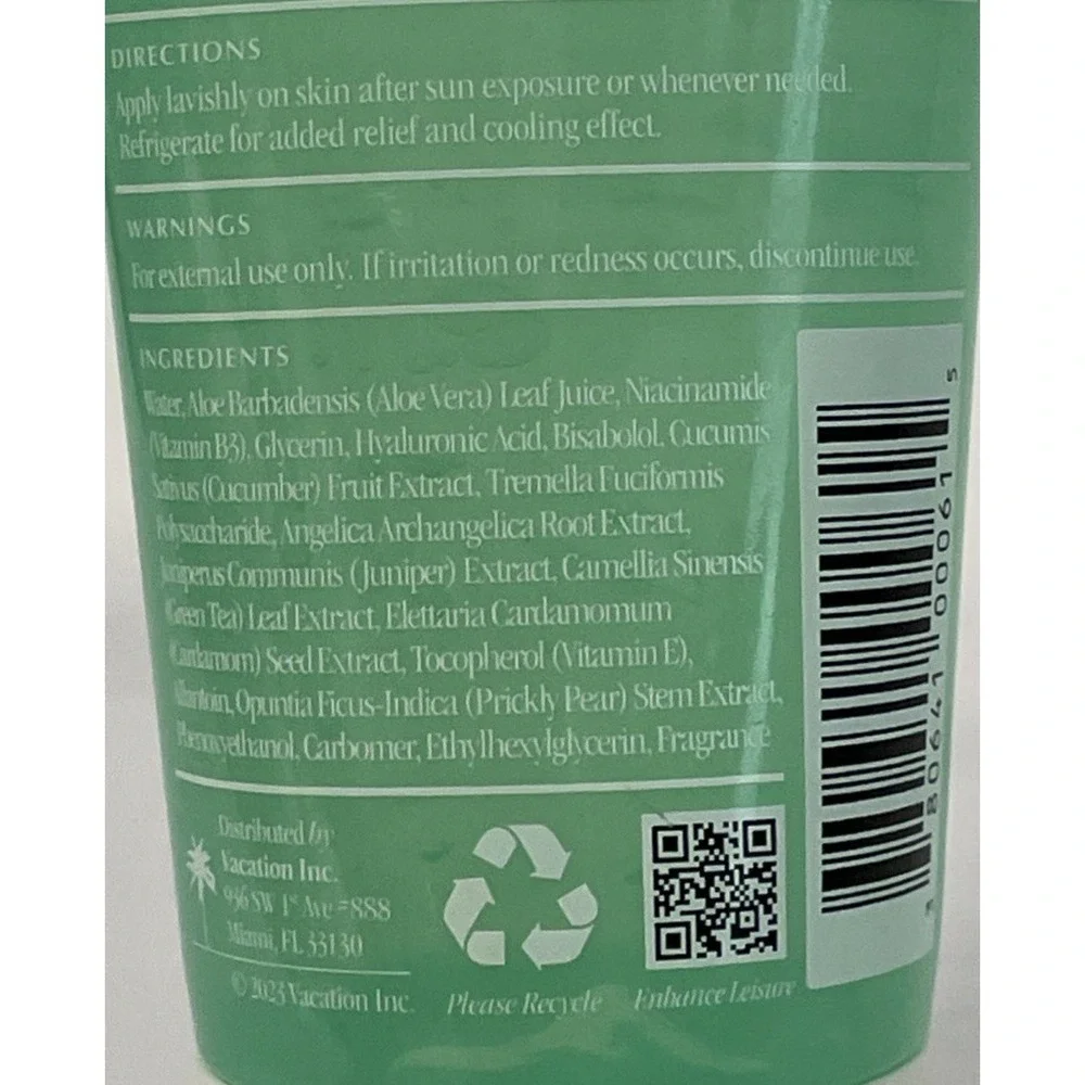 Vacation After Sun Gel Soothing Aloe Vera Gel ~ 6 Fl Oz ~ SEALED