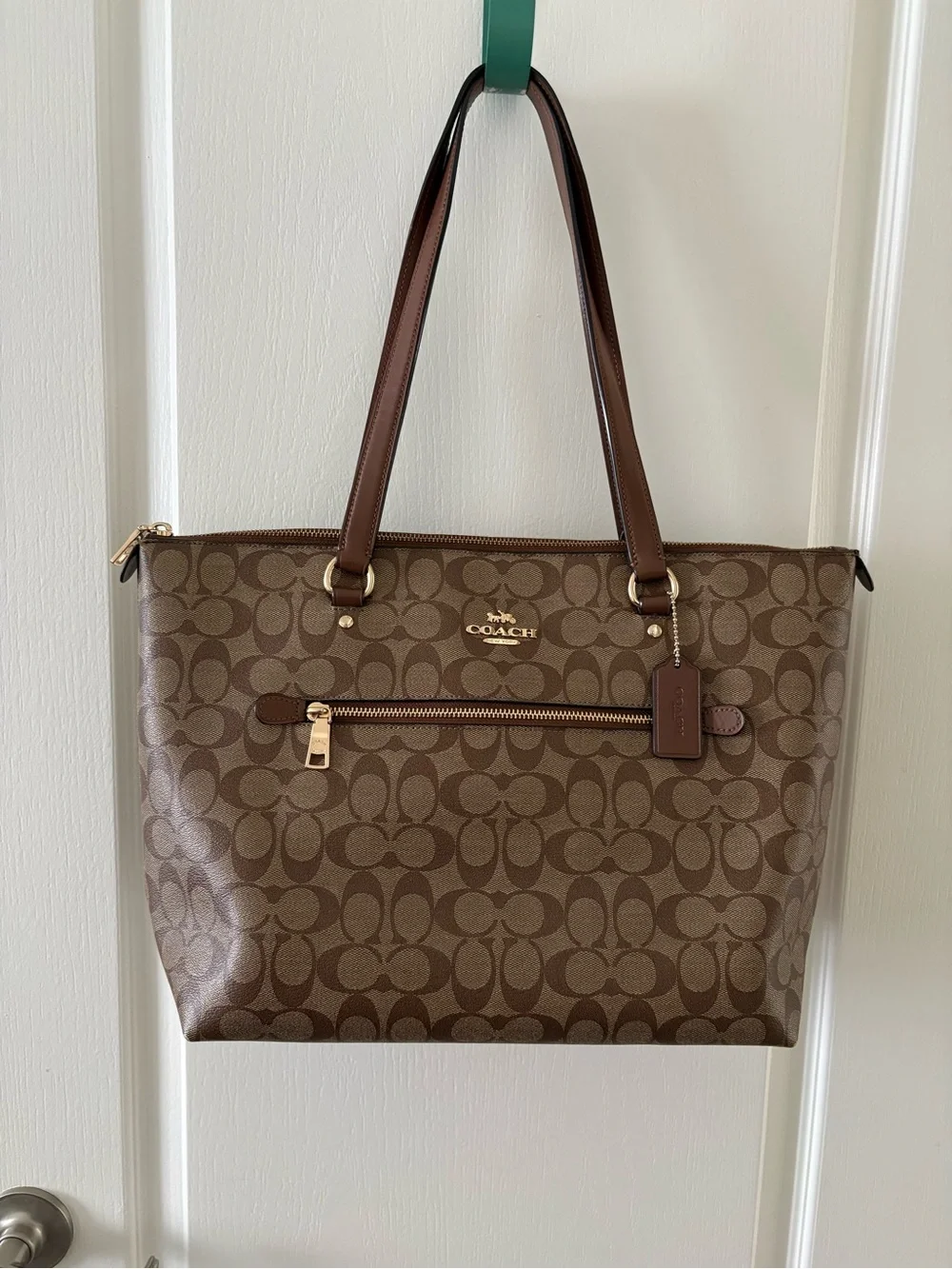 Coach Brown Signature Canvas Tote with Gold Hardware