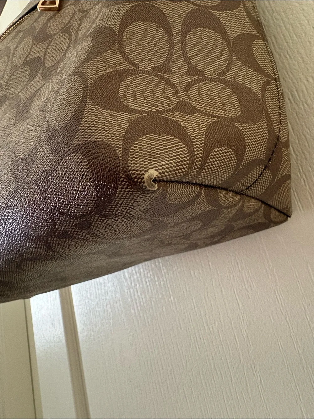 Coach Brown Signature Canvas Tote with Gold Hardware