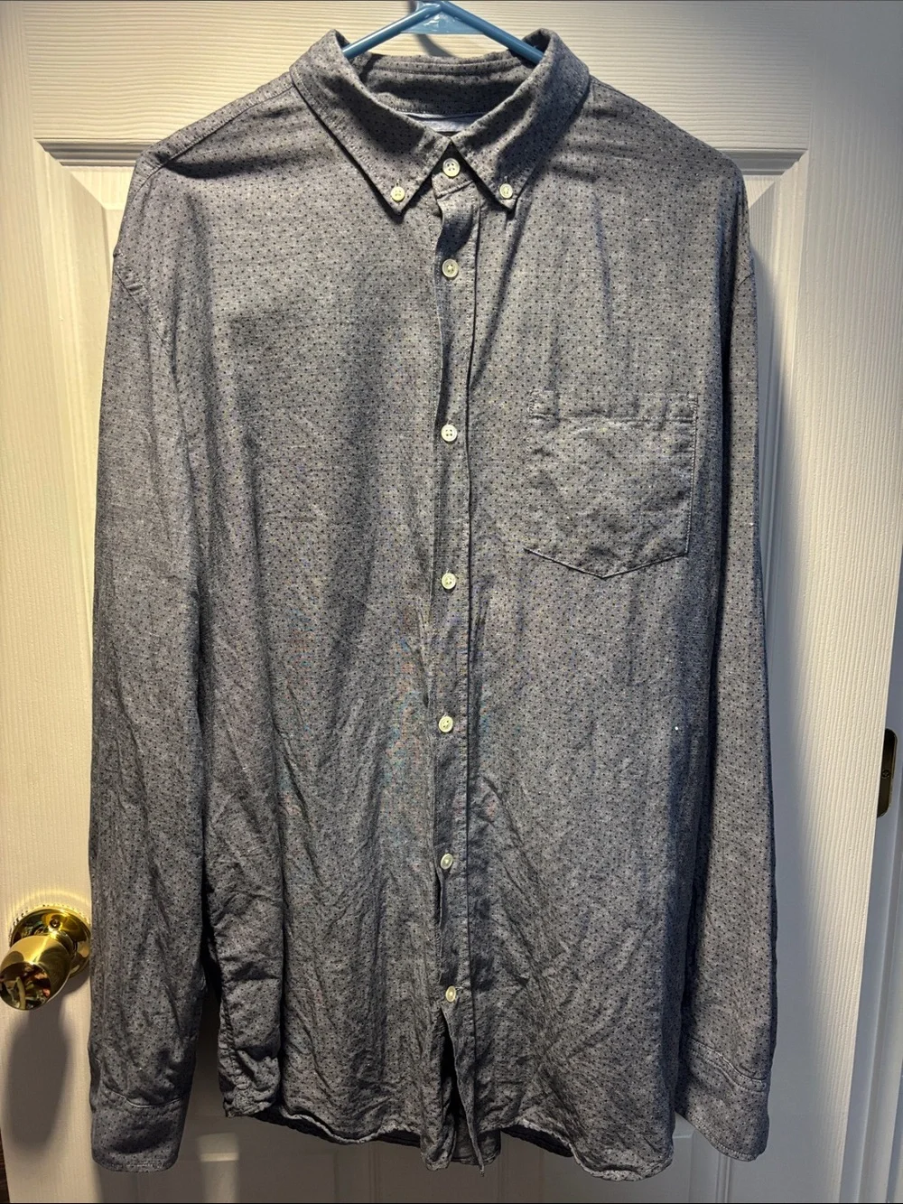 Banana Republic Slim Fit Button-Up in Light Blue with Navy Dots