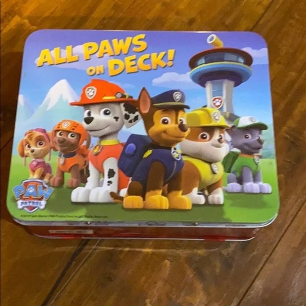 Paw Patrol Book Lot  Look & Find Reader book Skye Puppet  Tin  Chase Figure